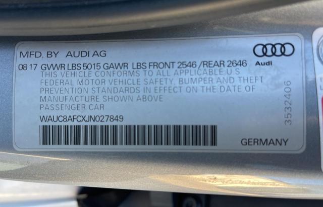 2018 AUDI A6 PREMIUM - WAUC8AFCXJN027849