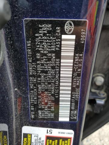 2021 TOYOTA CAMRY LE 4T1C11AK5MU487366