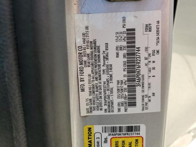 2015 FORD FUSION SE 3FA6P0H76FR237744