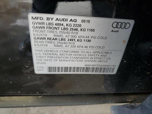 2016 AUDI Q3 PRESTIG WA1GFCFS2GR002159