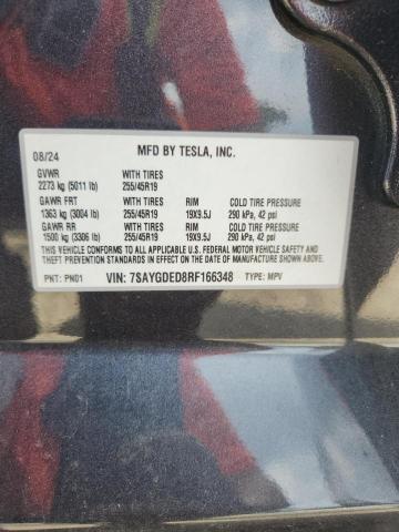 2024 TESLA MODEL Y 7SAYGDED8RF166348