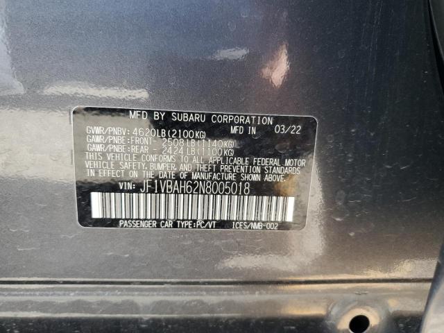 2022 SUBARU WRX PREMIU JF1VBAH62N8005018