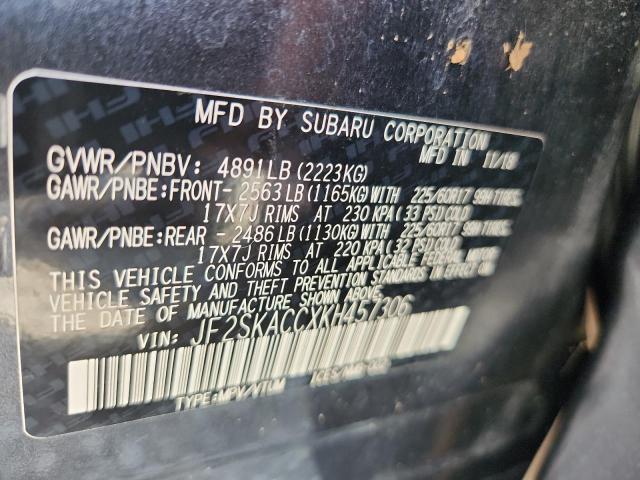 2019 SUBARU FORESTER JF2SKACCXKH457306