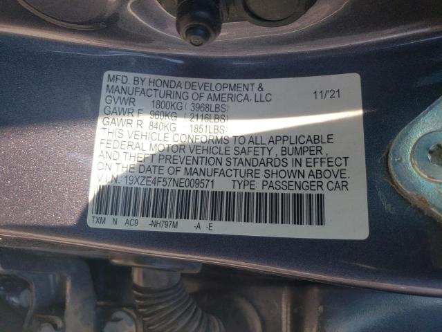 2022 HONDA INSIGHT EX 19XZE4F57NE009571