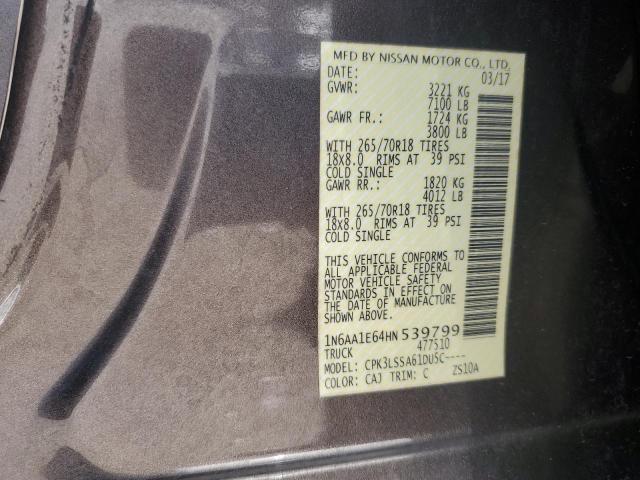 2017 NISSAN TITAN SV 1N6AA1E64HN539799