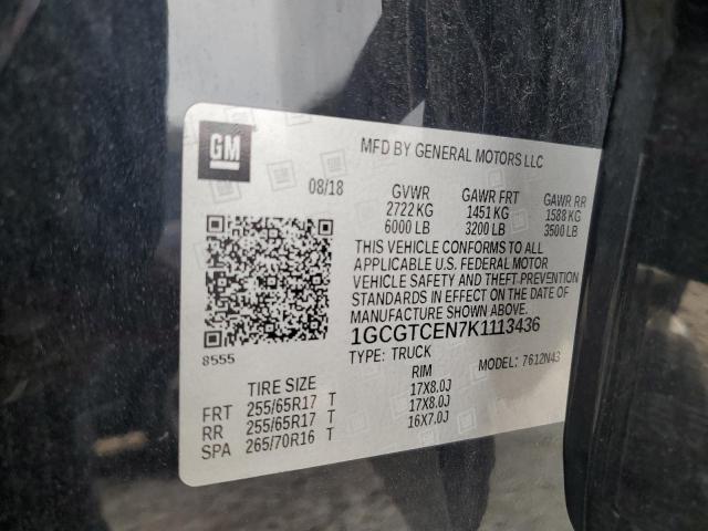 2019 CHEVROLET COLORADO L - 1GCGTCEN7K1113436