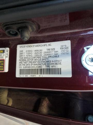 2019 HONDA CR-V LX 5J6RW6H3XKL002860