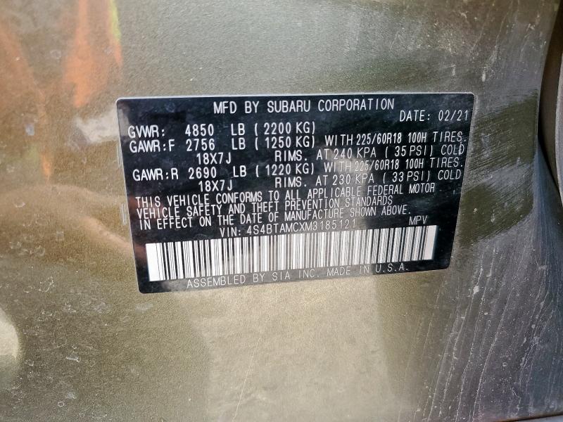 2021 SUBARU OUTBACK LI 4S4BTAMCXM3185121
