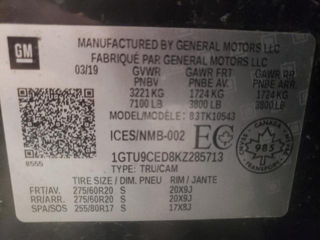 2019 GMC SIERRA K1500 ELEVATION 1GTU9CED8KZ285713