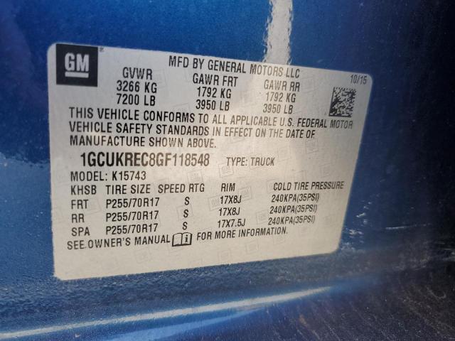 2016 CHEVROLET SILVERADO 1GCUKREC8GF118548