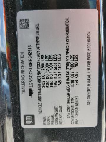2022 CHEVROLET SUBURBAN C 1GNSCCKD0NR342513