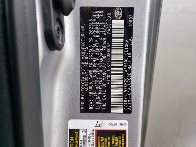 2015 TOYOTA CAMRY LE 4T1BF1FK1FU096059