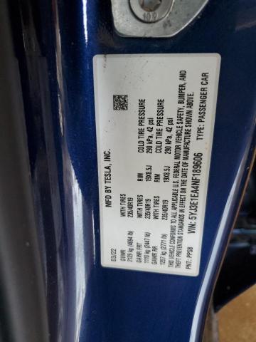 2022 TESLA MODEL 3 5YJ3E1EA4NF189606