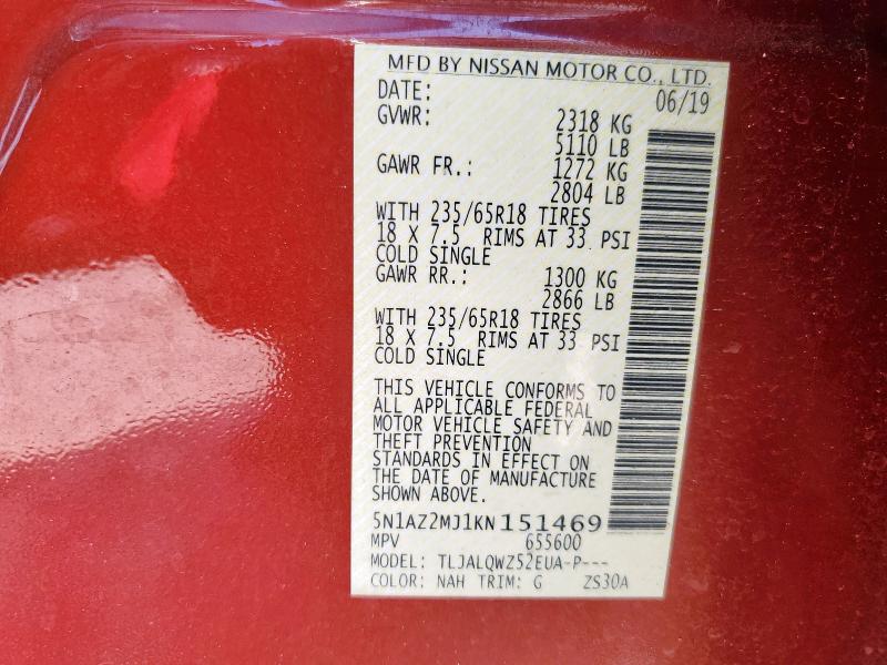 2019 NISSAN MURANO S - 5N1AZ2MJ1KN151469