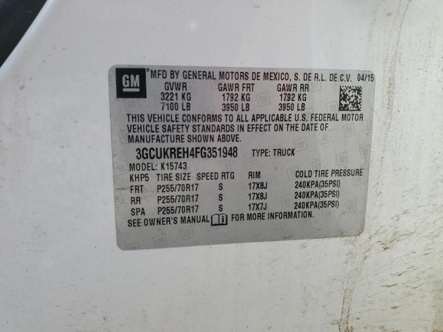 2015 CHEVROLET SILVERADO 3GCUKREH4FG351948