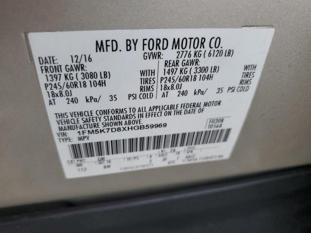 2017 FORD EXPLORER X 1FM5K7D8XHGB59969