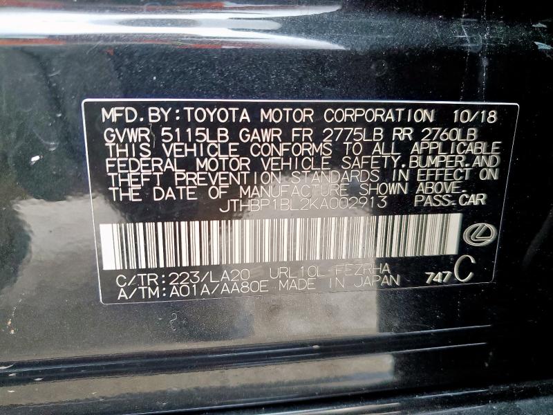 2019 LEXUS GS-F JTHBP1BL2KA002913