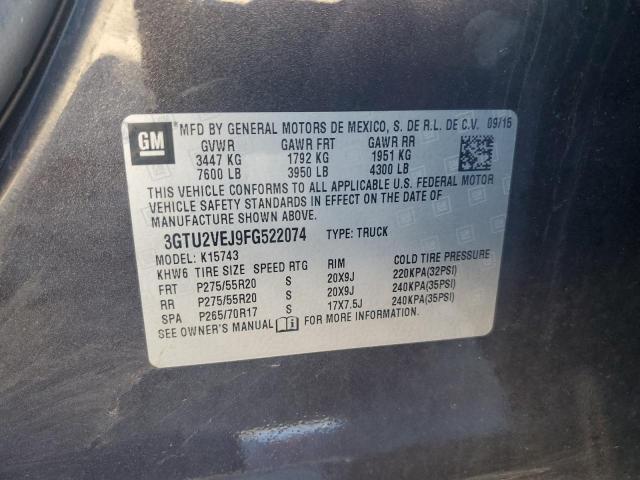 2015 GMC SIERRA K15 3GTU2VEJ9FG522074