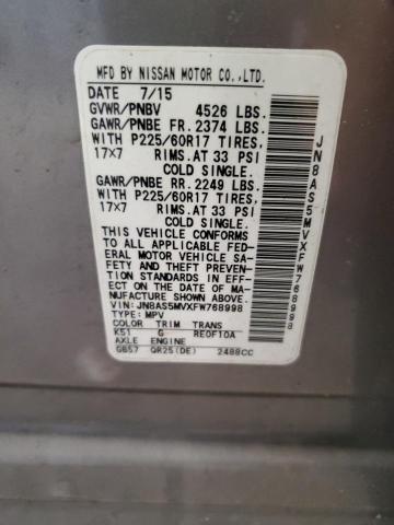2015 NISSAN ROGUE SELE JN8AS5MVXFW768998