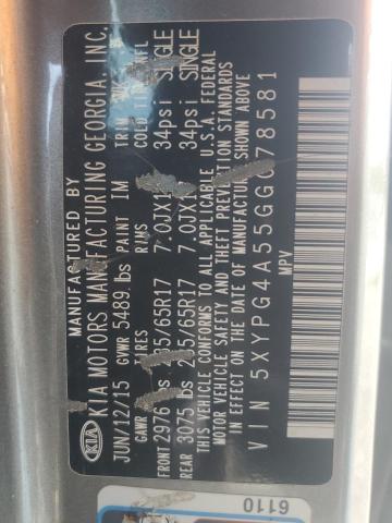 2016 KIA SORENTO LX 5XYPG4A55GG078581