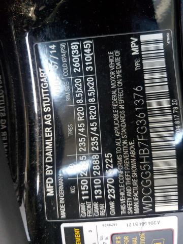 2015 MERCEDES-BENZ GLK 350 WDCGG5HB7FG361376