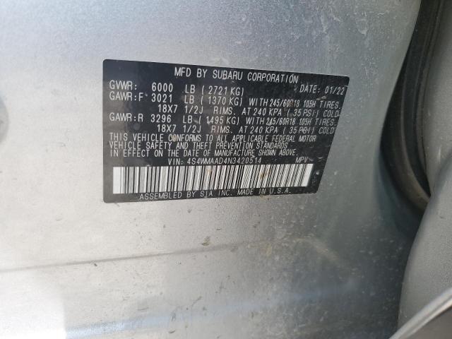 2022 SUBARU ASCENT - 4S4WMAAD4N3420514