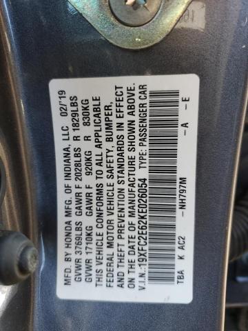2019 HONDA CIVIC LX 19XFC2E62KE026054