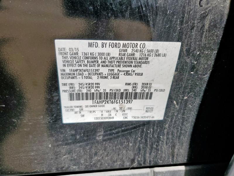 2015 FORD TAURUS SHO 1FAHP2KT6FG151397