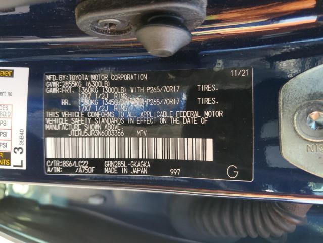2022 TOYOTA 4RUNNER SR JTERU5JR3N6003366