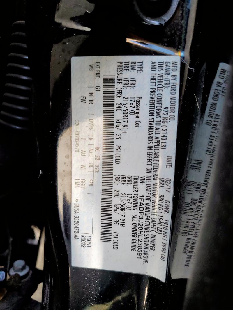 2017 FORD FOCUS TITA 1FADP3J20HL238591
