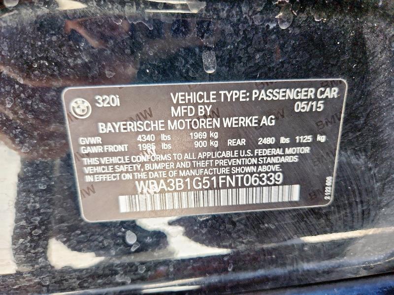 2015 BMW 320 I WBA3B1G51FNT06339