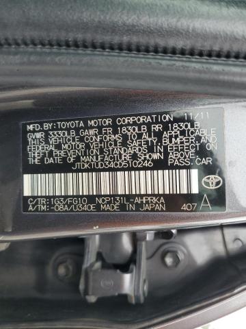 2012 TOYOTA YARIS - JTDKTUD34CD510246