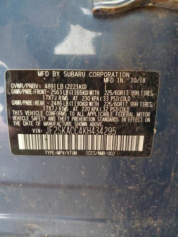 2019 SUBARU FORESTER JF2SKACC4KH434295