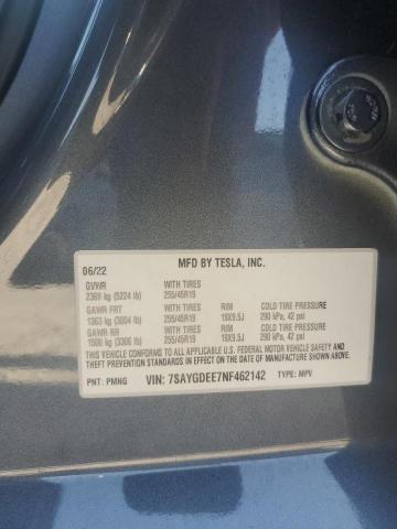 2022 TESLA MODEL Y 7SAYGDEE7NF462142