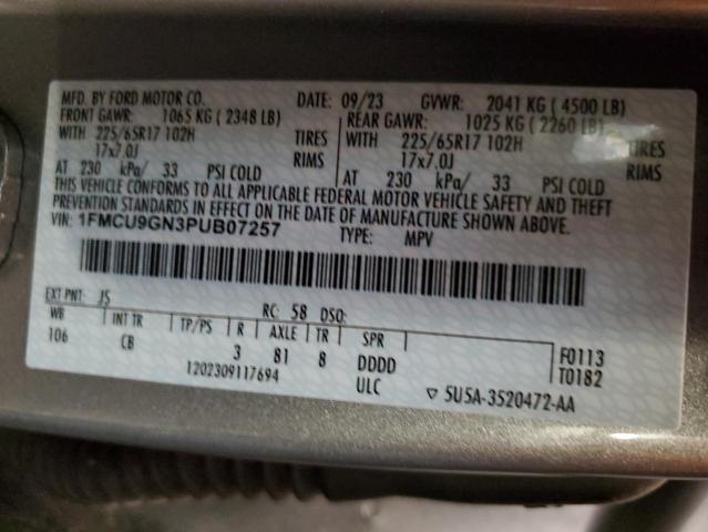 2023 FORD ESCAPE ACT 1FMCU9GN3PUB07257