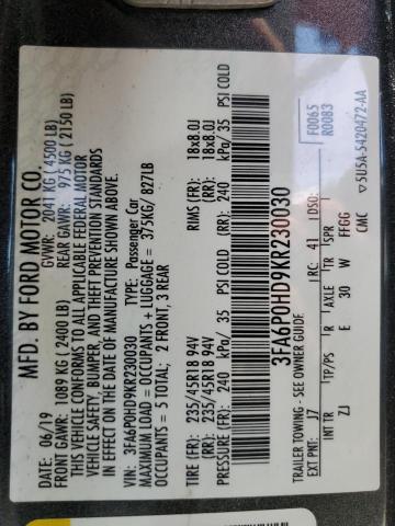 2019 FORD FUSION SE - 3FA6P0HD9KR230030