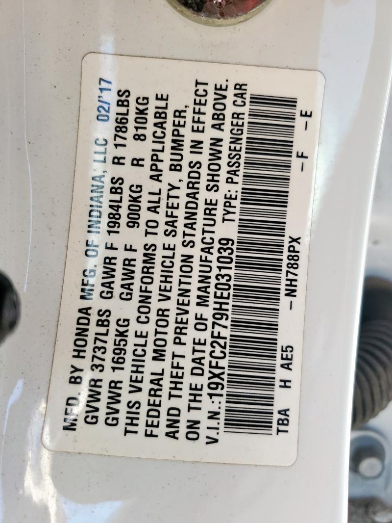 2017 HONDA CIVIC EX 19XFC2F79HE031039