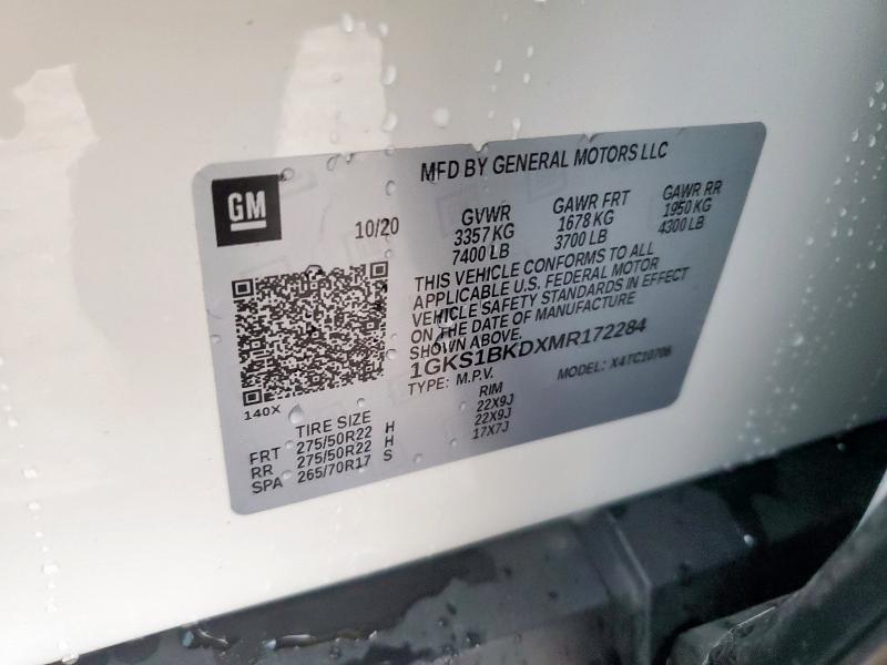 2021 GMC YUKON SLT 1GKS1BKDXMR172284