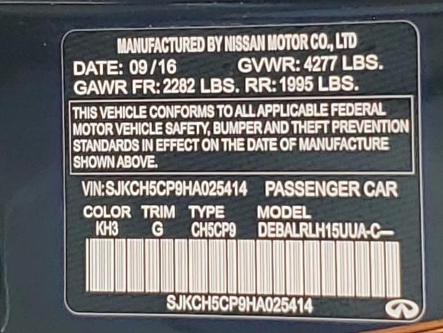 2017 INFINITI QX30 BASE - SJKCH5CP9HA025414