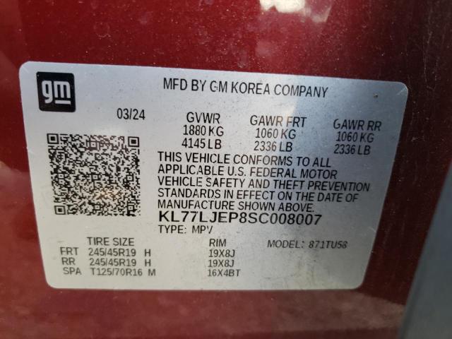 2025 CHEVROLET TRAX 2RS KL77LJEP8SC008007