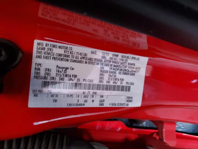 2016 FORD FOCUS SE 1FADP3K28GL254471