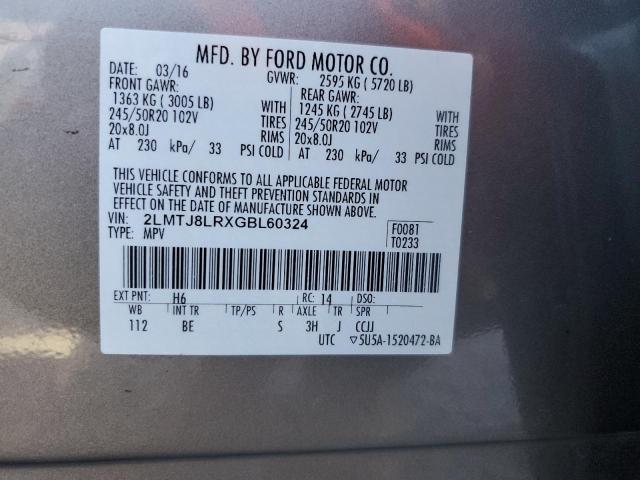 2016 LINCOLN MKX RESERV 2LMTJ8LRXGBL60324