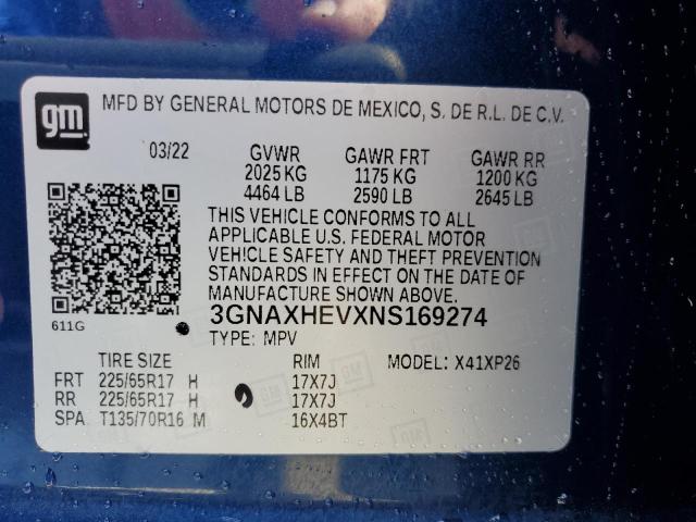 2022 CHEVROLET EQUINOX LS 3GNAXHEVXNS169274
