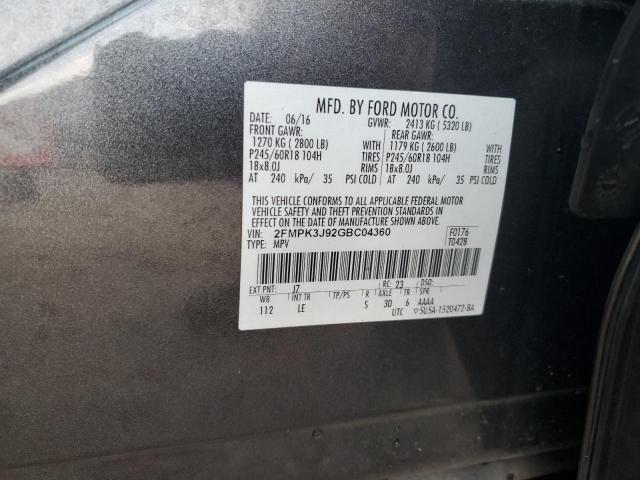 2016 FORD EDGE SEL 2FMPK3J92GBC04360
