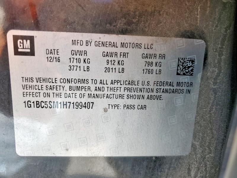 2017 CHEVROLET CRUZE LS - 1G1BC5SM1H7199407