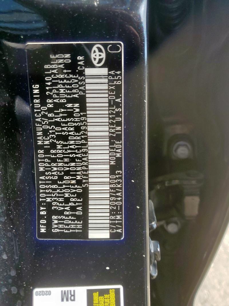 2020 TOYOTA COROLLA LE - 5YFEPRAE9LP129591