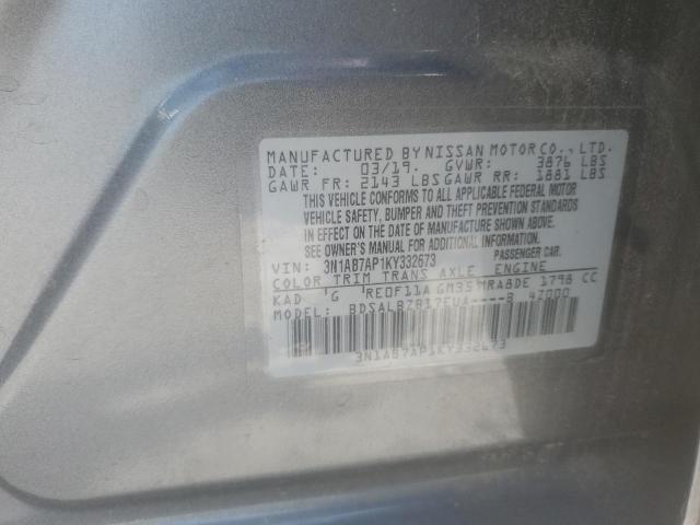 2019 NISSAN SENTRA S 3N1AB7AP1KY332673