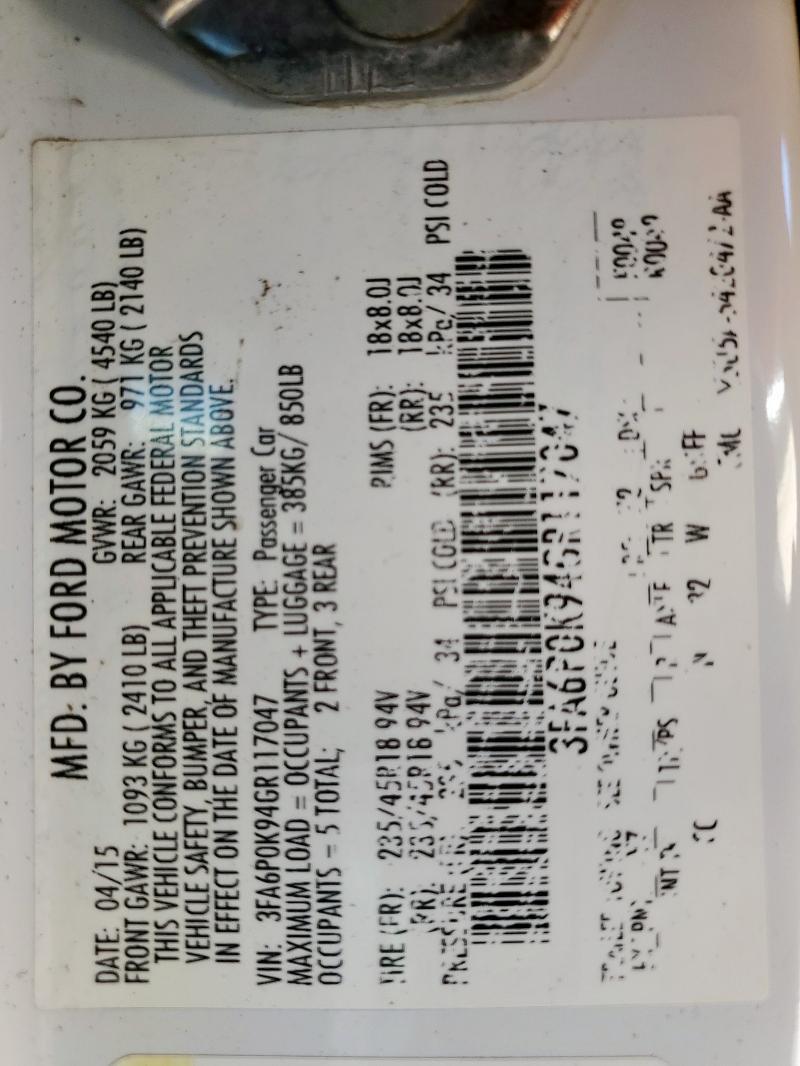 2016 FORD FUSION TIT 3FA6P0K94GR117047
