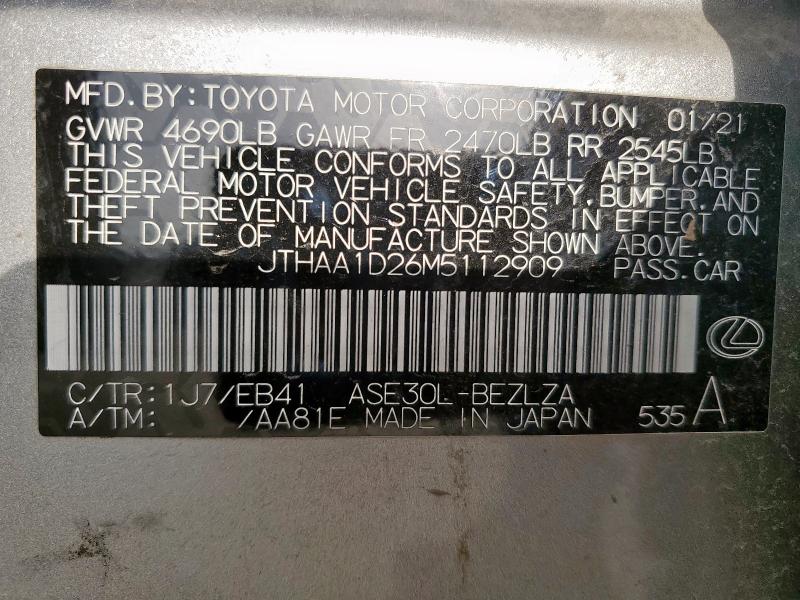 2021 LEXUS IS 300 JTHAA1D26M5112909
