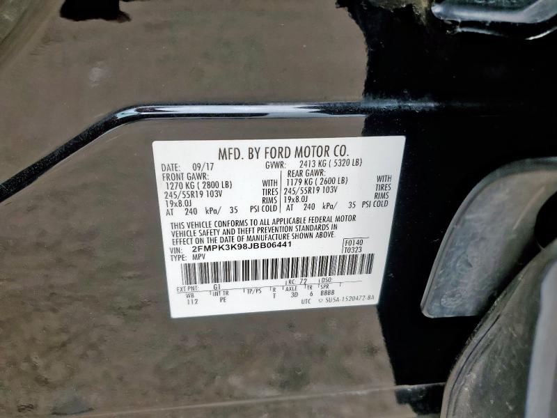 2018 FORD EDGE TITANIUM 2FMPK3K98JBB06441